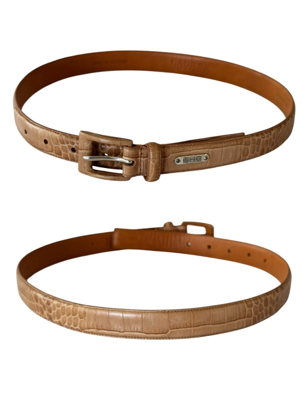 Ralph Lauren Genuine Leather Croc Embossed Belt